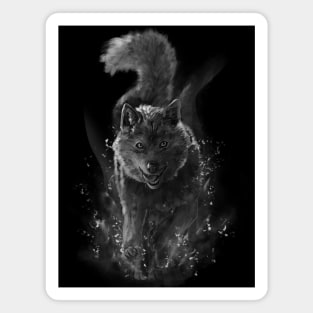 Funny wolf - black and white version Magnet